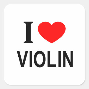 Adesivo Quadrado Eu ❤️ VIOLINO EU AMO VIOLINO EU ADORO VIOLINO