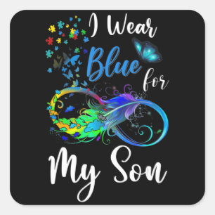 Adesivo Quadrado Eu Visto Azul para o Meu Filho Autismo Sensibiliza