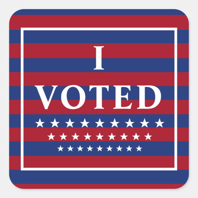 Adesivo Quadrado Eu Votei Red White Blue Stripes Square Sticker (Frente)