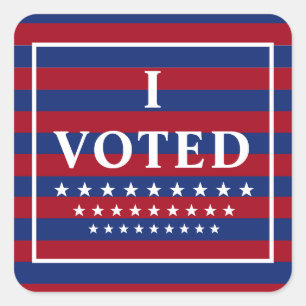 Adesivo Quadrado Eu Votei Red White Blue Stripes Square Sticker