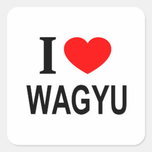 Adesivo Quadrado Eu ❤️ WAGYU Eu AMO WAGYU Eu ADORO WAGYU
