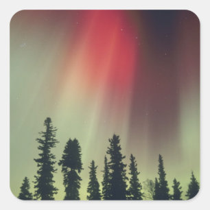 Adesivo Quadrado EUA, área de Fairbanks, Alasca Central, Aurora