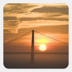 Adesivo Quadrado EUA. Califórnia. São Francisco. Sol se pondo