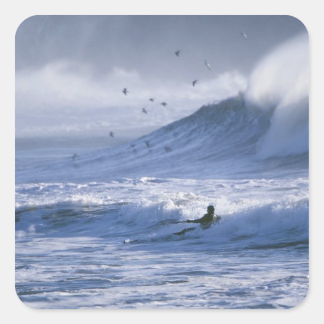 Adesivo Quadrado EUA, Estado de Washington, La Push. Man kayak (Frente)