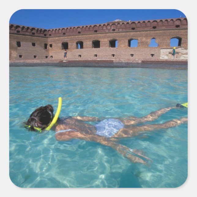 Adesivo Quadrado EUA, FL, Florida Keys, Fort Jefferson, 1846, (Frente)
