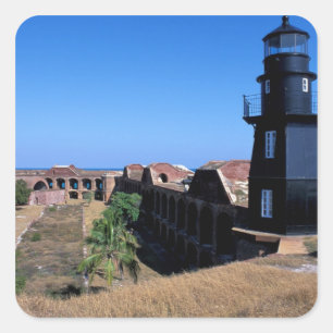 Adesivo Quadrado EUA, FL, Florida Keys, Fort Jefferson, 1846, 2