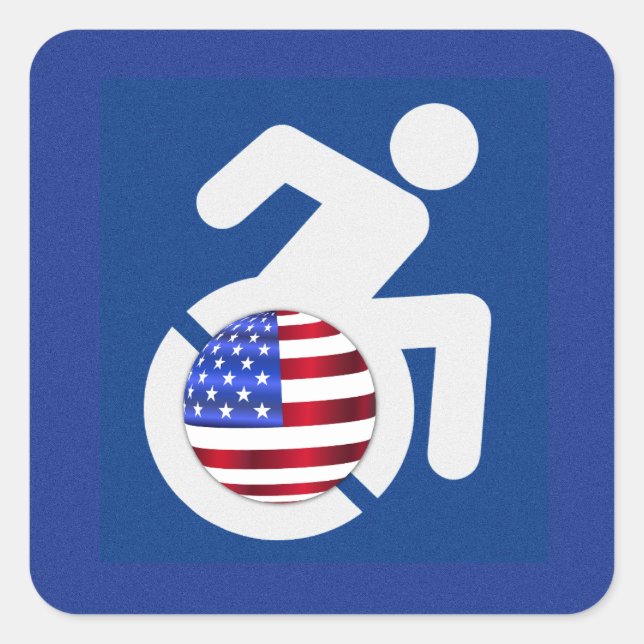 Adesivo Quadrado EUA Handicapped (Frente)