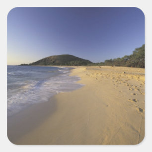 Adesivo Quadrado EUA, Havaí, Maui, Pegadas na areia, Makena