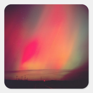 Adesivo Quadrado EUA, Idaho. Aurora boreal, luzes do norte em