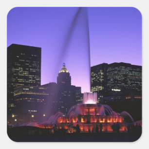 Adesivo Quadrado EUA, IL, Chicago. Fonte Buckingham em Grant