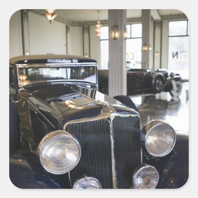 Adesivo Quadrado EUA, Indiana, Auburn: Auburn, Cord, Duesenberg 6 (Frente)