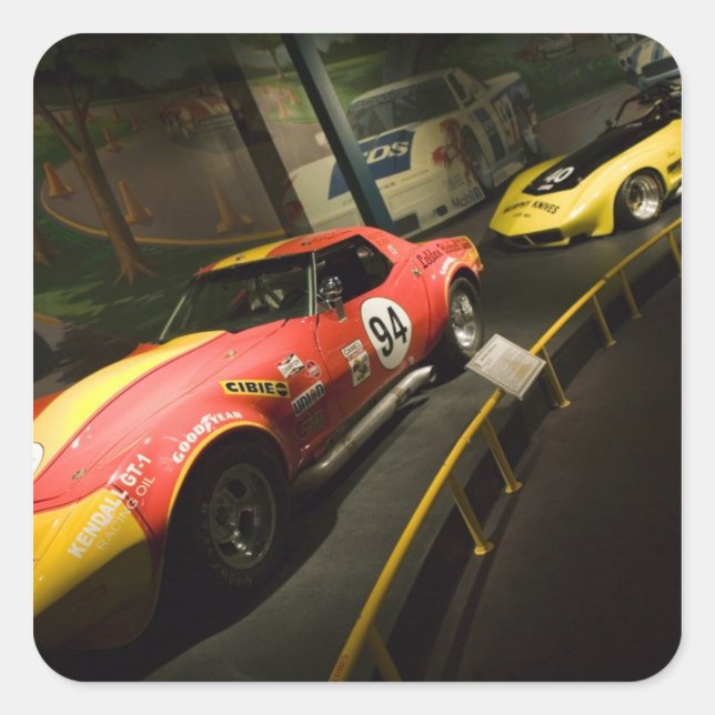 Adesivo Quadrado EUA, Kentucky, Boliche Verde: National Corvette 4 (Frente)