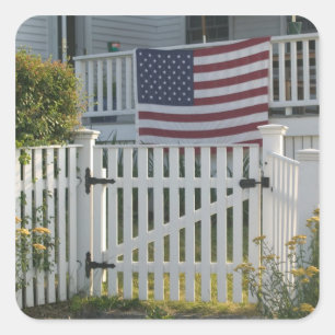 Adesivo Quadrado EUA, Massachusettes, Gloucester: Cerca patriótica