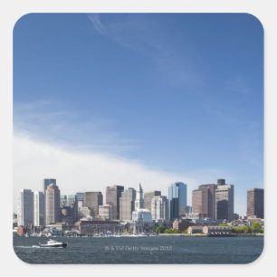 Adesivo Quadrado EUA, Massachusetts, Boston, City skyline e