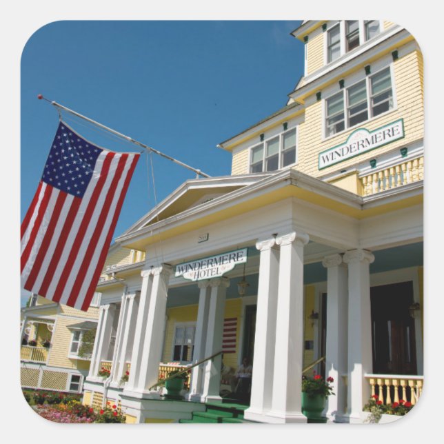 Adesivo Quadrado EUA, Michigan, Ilha Mackinac (Frente)