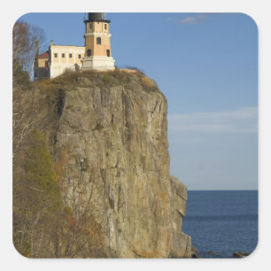 Adesivo Quadrado EUA, Minnesota. Farol Split Rock no Lago