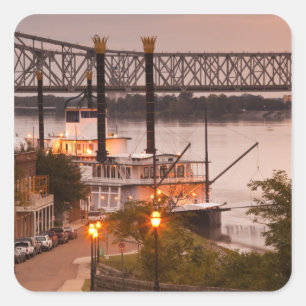 Adesivo Quadrado EUA, Mississippi, Natchez. Natchez Sob o