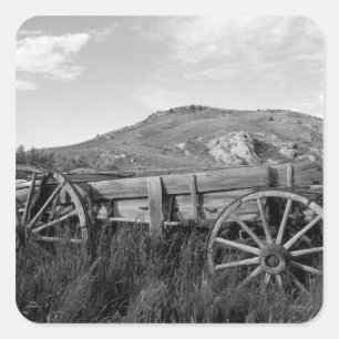 Adesivo Quadrado EUA, Montana, Parque Estadual Bannack Velha carroç