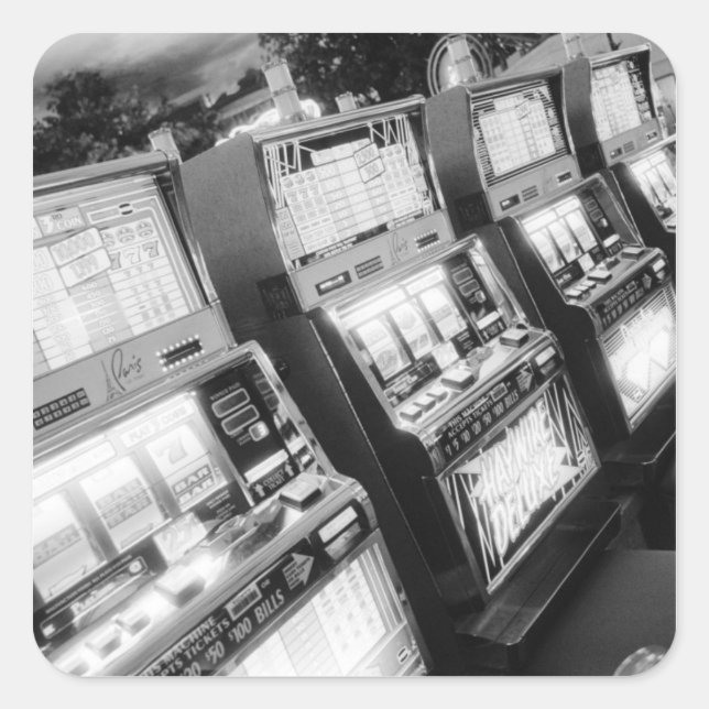 Adesivo Quadrado EUA, Nevada, Las Vegas: Máquinas de Slot Casino / (Frente)