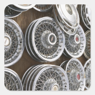 Adesivo Quadrado EUA, New mexico, Prewitt: Auto Hubcaps/Rt. 66