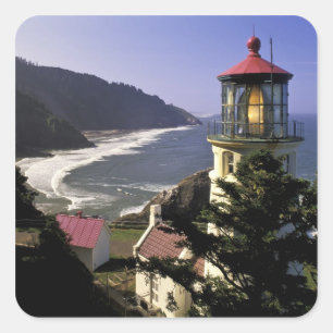 Adesivo Quadrado EUA, Oregon, Florença. Farol de Cabeça Heceta