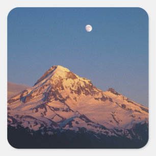 Adesivo Quadrado EUA, Oregon, Mt Hood. O pôr do sol cria alpenglow