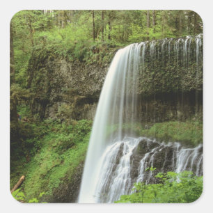 Adesivo Quadrado EUA, Oregon, Parque Estadual Silver Falls. Inferio