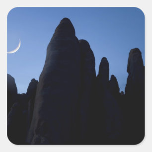 Adesivo Quadrado EUA, Utah, Parque Nacional Arches. Lua crescente