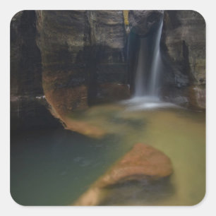 Adesivo Quadrado EUA, Utah, Parque Nacional Zion.  Keyhole Falls em