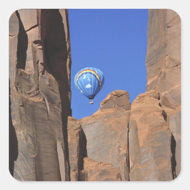 Adesivo Quadrado EUA, Utah, Vale do Monumento. Ar quente arco-íris (Frente)