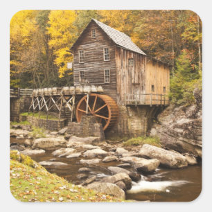 Adesivo Quadrado EUA, Virgínia Ocidental, Clifftop. Babcock State 2