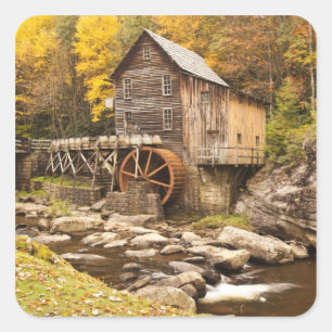 Adesivo Quadrado EUA, Virginia Ocidental, Clifftop. Estado Babcock 