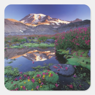 Adesivo Quadrado EUA, Washington, Mt. Rainier NP, nascer do sol,