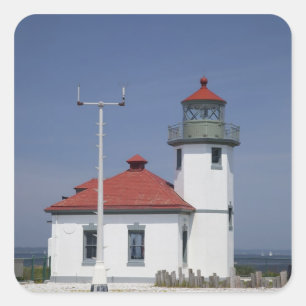 Adesivo Quadrado EUA, Washington, Seattle, Farol Alki Point,