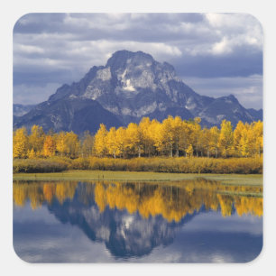 Adesivo Quadrado EUA, Wyoming, Grand Teton NP. Contra o