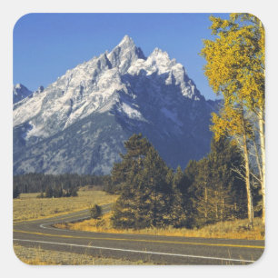 Adesivo Quadrado EUA, Wyoming, Grand Teton NP. Teton Parkway