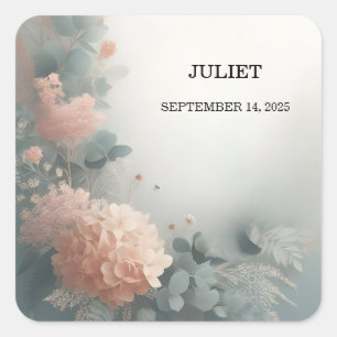 Adesivo Quadrado Eucalipto em Renda Tule Azul Poeirento Chá de Noiv