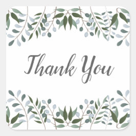 Adesivo Quadrado Eucalyptus Greenery Floral Obrigado