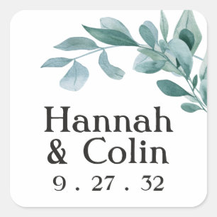 Adesivo Quadrado Eucalyptus Greenery Frame Green Blue Names