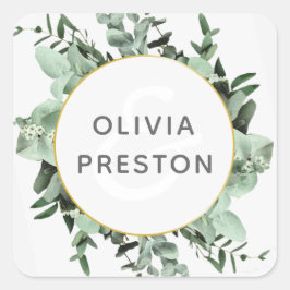 Adesivo Quadrado Eucalyptus Greenery Watercolor Sticker