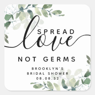 Adesivo Quadrado Eucalyptus Spread Love Not Germs Manitizer Sq
