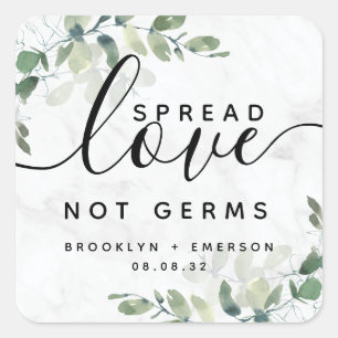 Adesivo Quadrado Eucalyptus Spread Love Not Germs Manitizer Sq