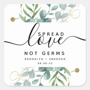 Adesivo Quadrado Eucalyptus Spread Love Not Germs Manitizer Sq