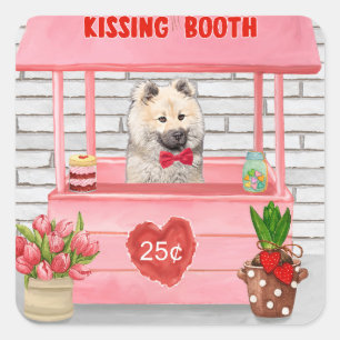 Adesivo Quadrado Eurasier Dia de os namorados Cachorro Beijando Boo