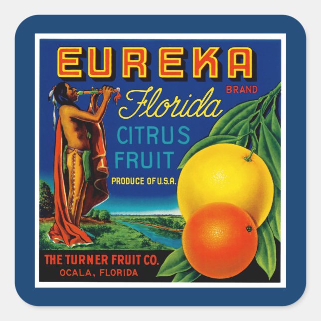Adesivo Quadrado Eureka Florida Citrus (Frente)