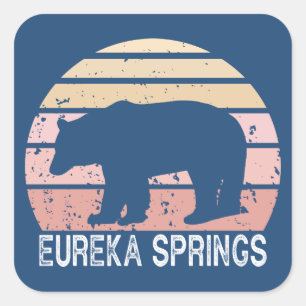 Adesivo Quadrado Eureka Springs Arkansas Urso Retro