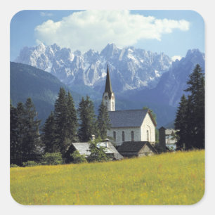 Adesivo Quadrado Europa, Áustria, Gosau. A torre da igreja