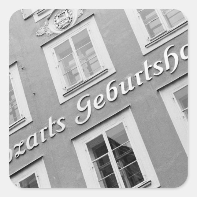 Adesivo Quadrado Europa, Áustria, Salzburgo. O lugar de nascimento  (Frente)