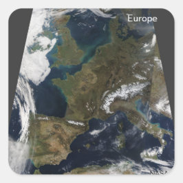 Adesivo Quadrado Europa do Espaço, Foto por Satélite da NASA