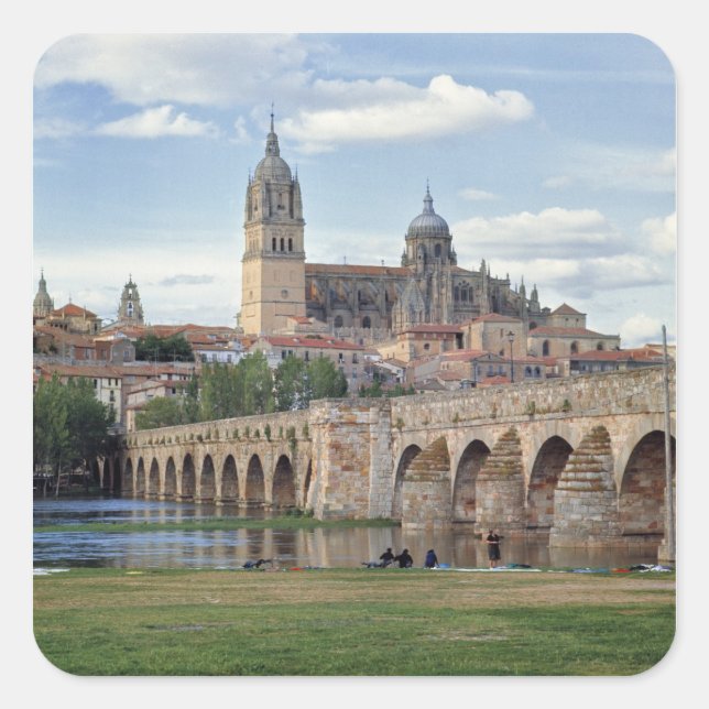 Adesivo Quadrado Europa, Espanha, Salamanca. A ponte romana sobre (Frente)